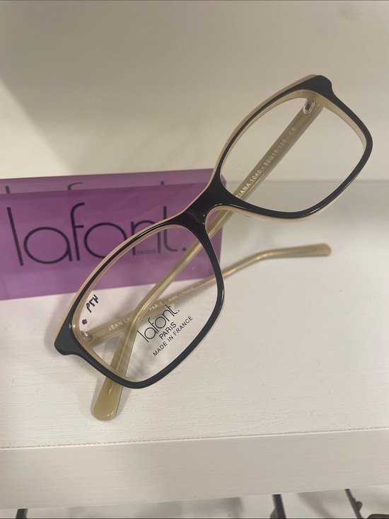 Lafont Paris Two-Tone Black & Cream Women\'s Eyeglass Frames